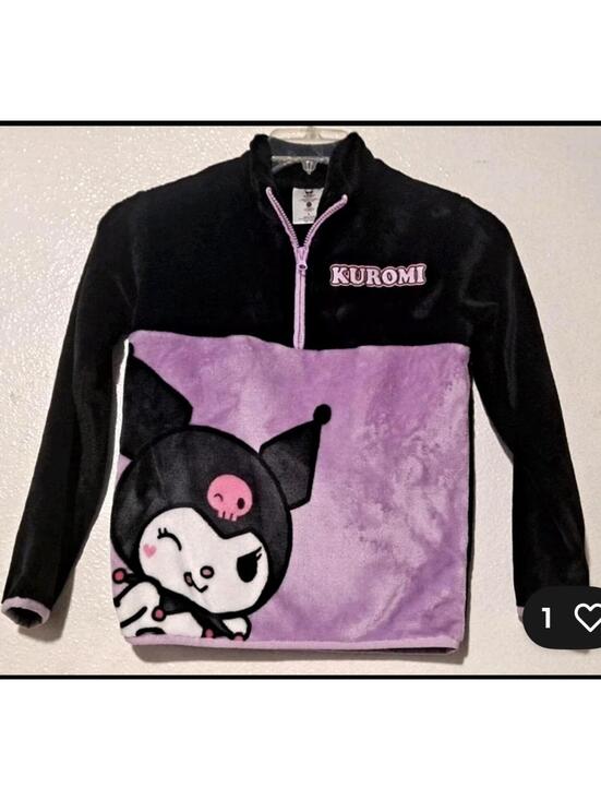 Sanrio Other - Sanrio Kuromi Plush Fleece 1/4 Zip Sweatshirt Girls Size M Kuromicore Cozy Pink